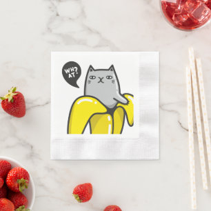 Serviette En Papier Chat en banane
