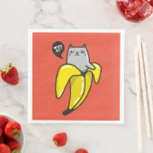 Serviette En Papier Chat en banane (En situation)