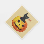 Serviette En Papier Chat en Citrouille Halloween Papier serviettes (Coin)