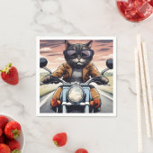 Serviette En Papier Chat en moto (En situation)