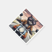 Serviette En Papier Chat en moto (Coin)