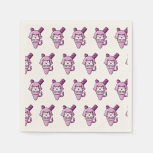 Serviette En Papier Chat en rose cône