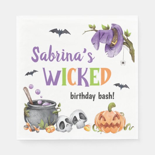 Serviette En Papier Chat en sorcière, fête d'anniversaire, tout âge (Devant)