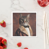 Serviette En Papier Chat en veste de fumeur (En situation)