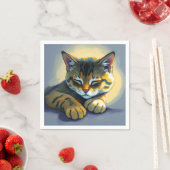Serviette En Papier Chat endormi (En situation)