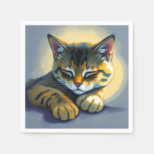 Serviette En Papier Chat endormi (Devant)