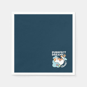 Serviette En Papier Chat Endormi Enlaçant une Étoile – Rêves Parfaits