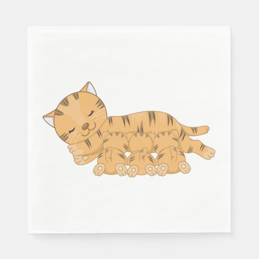 Serviette En Papier Chat Et Chatons (Devant)