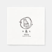 Serviette En Papier Chat et chien Simple Mariage moderne Napkin (Devant)