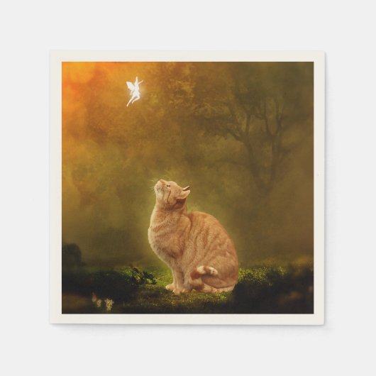 Serviette En Papier Chat et fée (Devant)
