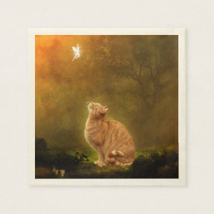 Serviette En Papier Chat et fée