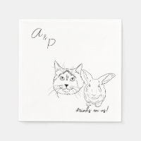 Chat et lapin Mariage Cocktail Napkins