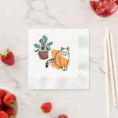 Serviette En Papier Chat et le plante (En situation)