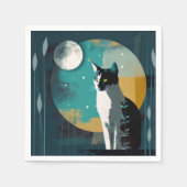 Serviette En Papier Chat et lune avec fronds - Cocktail serviettes (Devant)