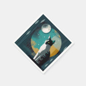 Serviette En Papier Chat et lune avec fronds - Cocktail serviettes (Coin)