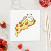 Serviette En Papier Chat et pizza (En situation)