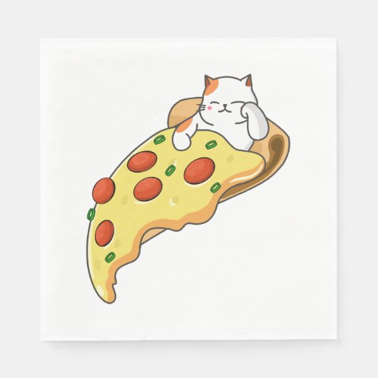 Serviette En Papier Chat et pizza (Devant)