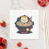 Serviette En Papier Chat et ramen (En situation)