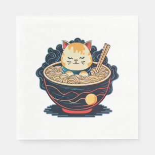 Serviette En Papier Chat et ramen