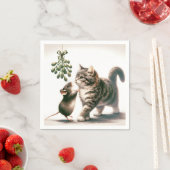 Serviette En Papier Chat et souris avec souris (En situation)