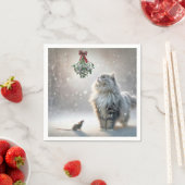 Serviette En Papier Chat et souris sous Mistletoe (En situation)