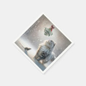 Serviette En Papier Chat et souris sous Mistletoe (Coin)