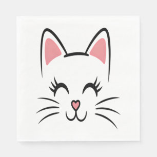 Serviette En Papier Chat Face Whiskers Imprimer L'Amour Halloween