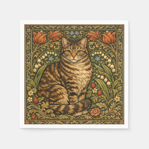 Serviette En Papier Chat floral botanique élégant vintage