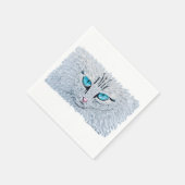 Serviette En Papier Chat Fluffy aux Yeux Bleus (Coin)