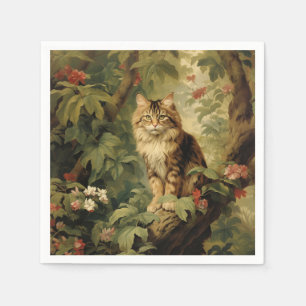 Serviette En Papier Chat forestier en feuillage luxuriant