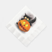 Serviette En Papier Chat Fun Halloween Caractère mordant un Citrouille (Coin)
