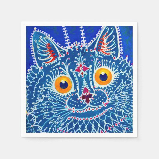 Serviette En Papier Chat gothique bleu (Devant)