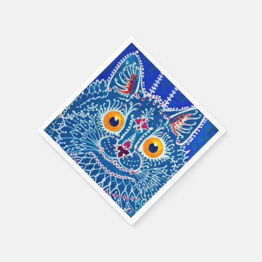 Serviette En Papier Chat gothique bleu (Coin)