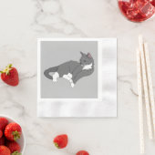 Serviette En Papier Chat gris et blanc Tuxedo (En situation)