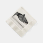 Serviette En Papier Chat gris sous couverture blanche (Coin)