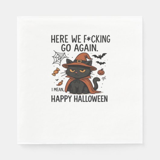 Serviette En Papier Chat Grumpy Halloween T-shirt classique (Devant)