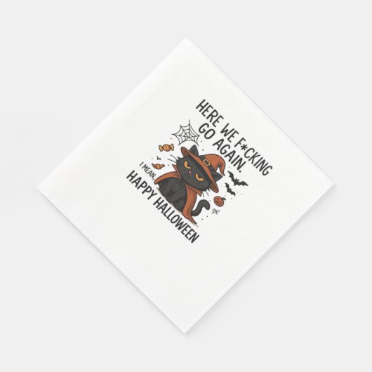 Serviette En Papier Chat Grumpy Halloween T-shirt classique (Coin)