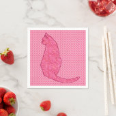 Serviette En Papier Chat Japonais - Batik Rose Fuchsia (En situation)