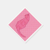 Serviette En Papier Chat Japonais - Batik Rose Fuchsia (Coin)