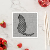 Serviette En Papier Chat japonais - Kimono noir et blanc (En situation)