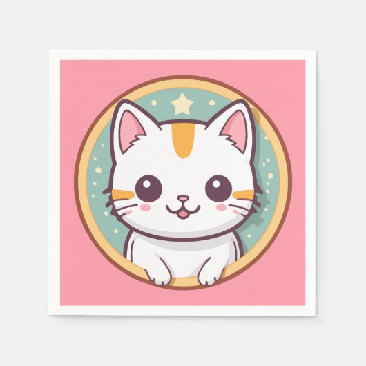 Serviette En Papier Chat japonais mignon Kawaii Kitten (Devant)