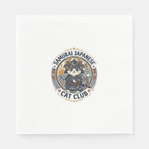 Serviette En Papier Chat japonais samouraï Art vectoriel POD - Samoura