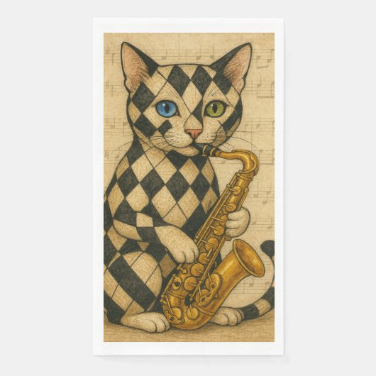 Serviette En Papier Chat Jazz (Devant)