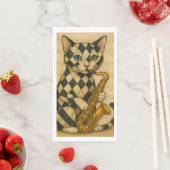 Serviette En Papier Chat Jazz (En situation)