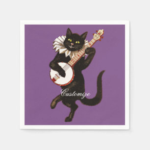 Serviette En Papier Chat jouant à Banjo Thunder_Cove