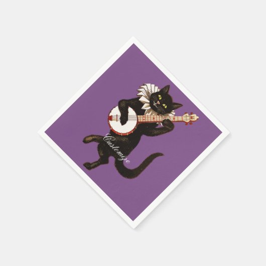Serviette En Papier Chat jouant à Banjo Thunder_Cove (Coin)