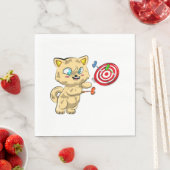 Serviette En Papier Chat Jouant aux Fléchettes (En situation)
