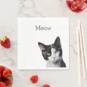 Serviette En Papier Chat Kitty Blanc Noir (En situation)