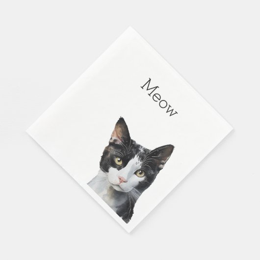 Serviette En Papier Chat Kitty Blanc Noir (Coin)