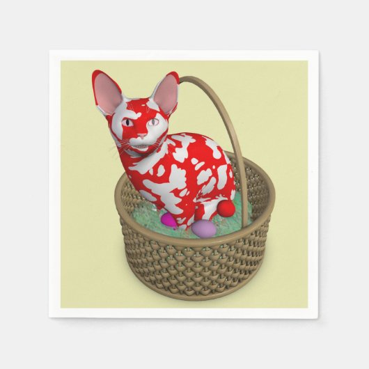 Serviette En Papier Chat lapin de Pâques bizarre (Devant)